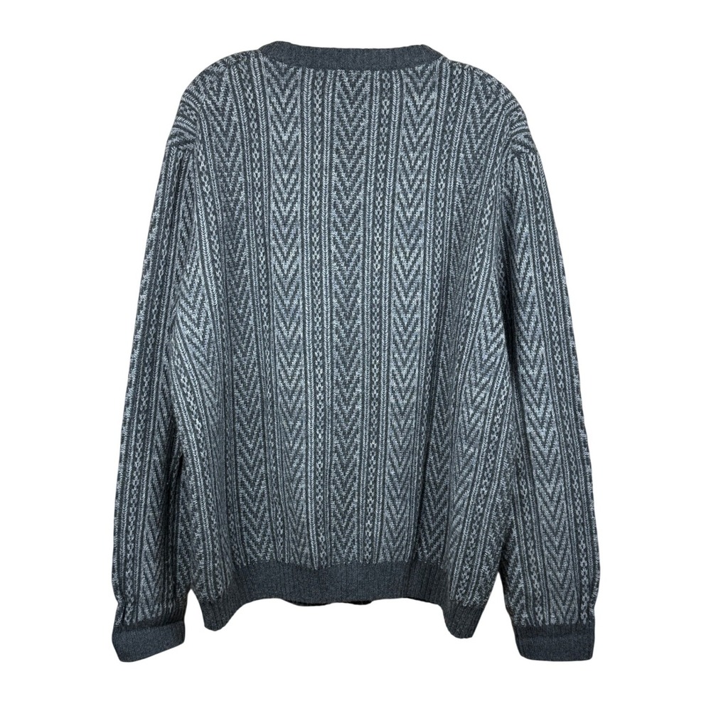 Turnbury Mens Grey Sweater Chevron Cotton Cashmere Size L Australia Quiet Luxury - Picture 3 of 13